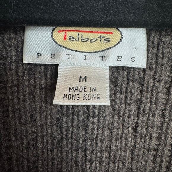Talbots Petites Brown Cable Knit Vest Sz Medium - Picture 5 of 11